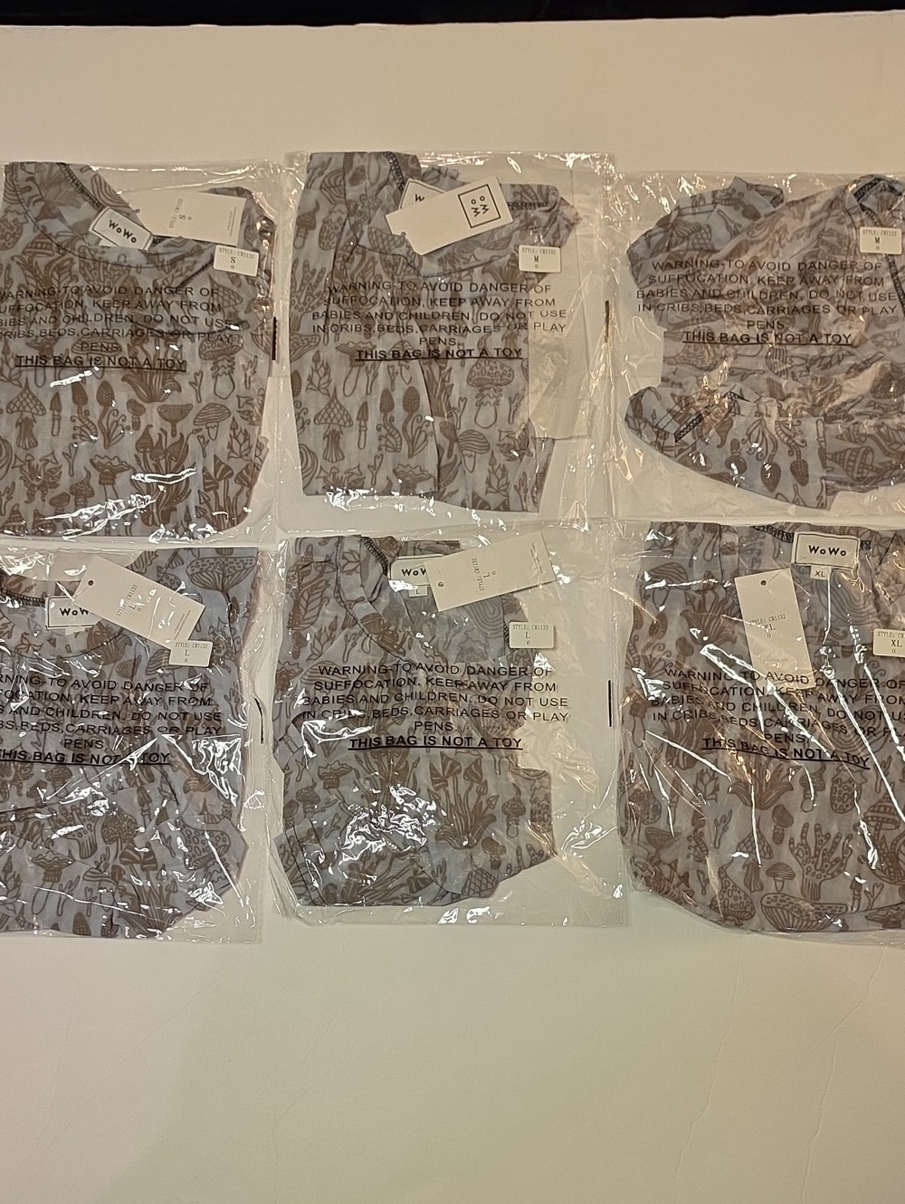 WoWo Sheer Mesh Crop Top Mushroom Bundle Of 6